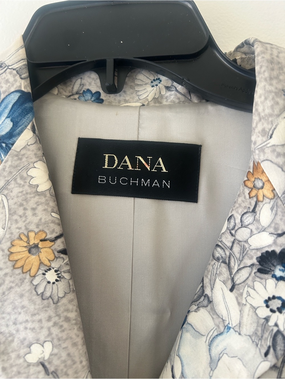 Dana Buchman Floral Jacquard Trench Coat in Light Gray and Blue - Picture 5 of 14